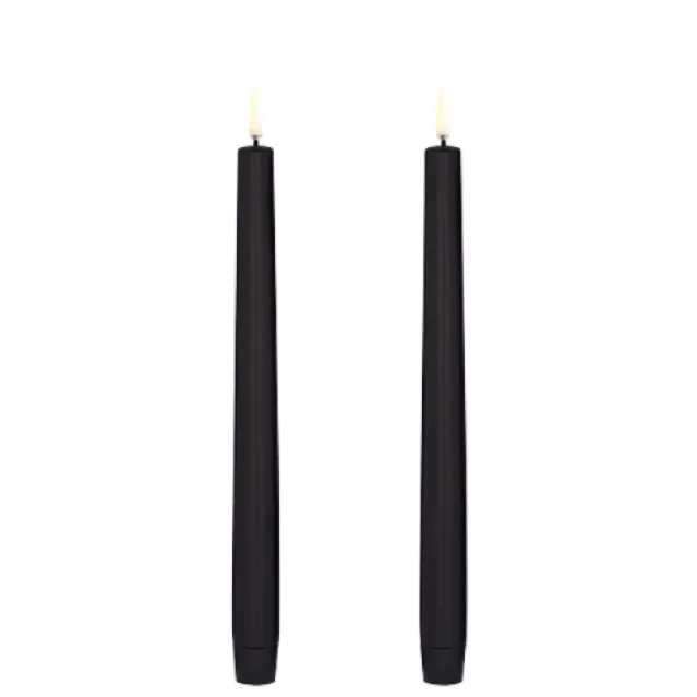 LED Kronelys 2pk, Sort 25cm