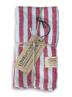 Linservietter, Lovely 4pk. -Røde