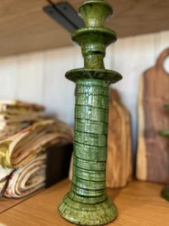 Lysestake i keramikk -Grønn