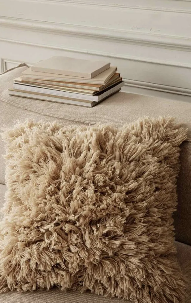 Meadow High Pile Cushion – Light Sand