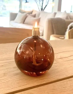 Oljelampe – Rund – Cognac