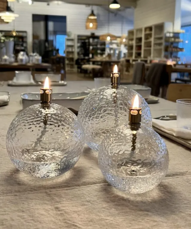Oljelampe Rund -Hamret glass