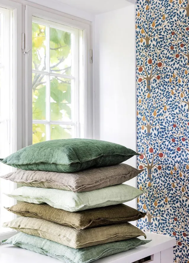 Putetrekk -Linen Laurel Green