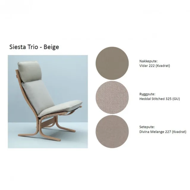 Siesta Trio Tekstil – Høy rygg uten armlen