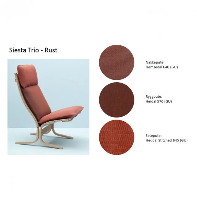 Siesta Trio Tekstil – Høy rygg uten armlen