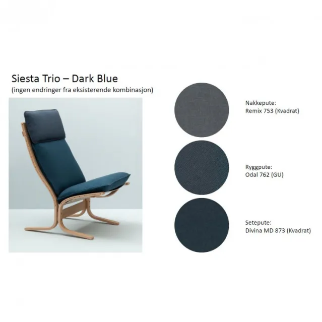 Siesta Trio Tekstil – Høy rygg uten armlen