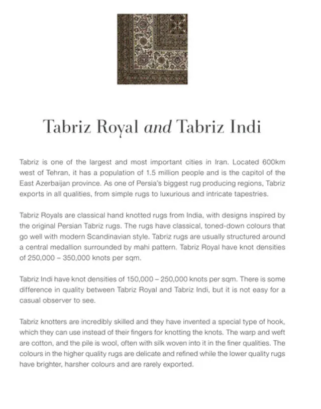 Tabriz Indi Black Cream gulvteppe